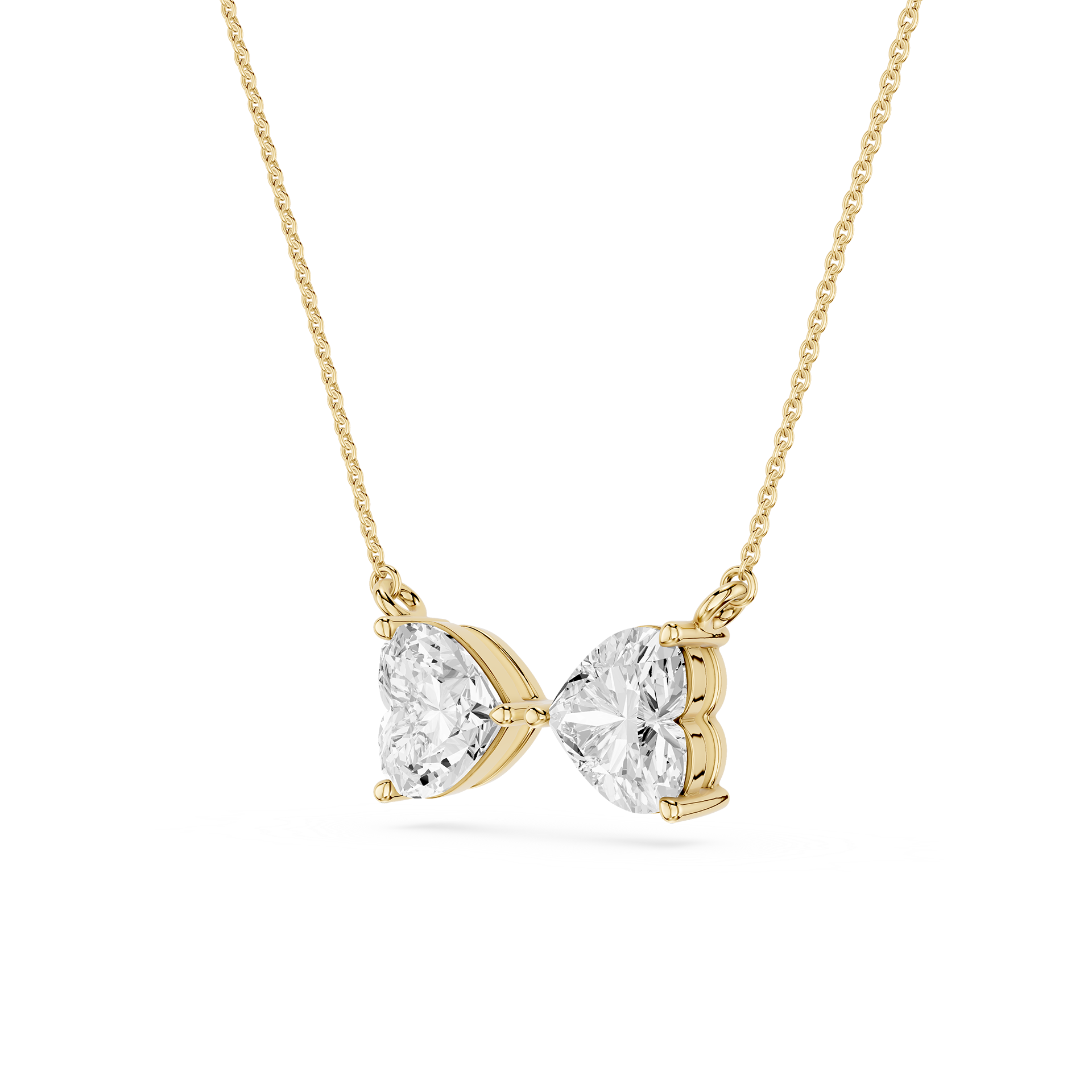 Heart Cut Lab Grown Diamond Toi et Moi Pendant