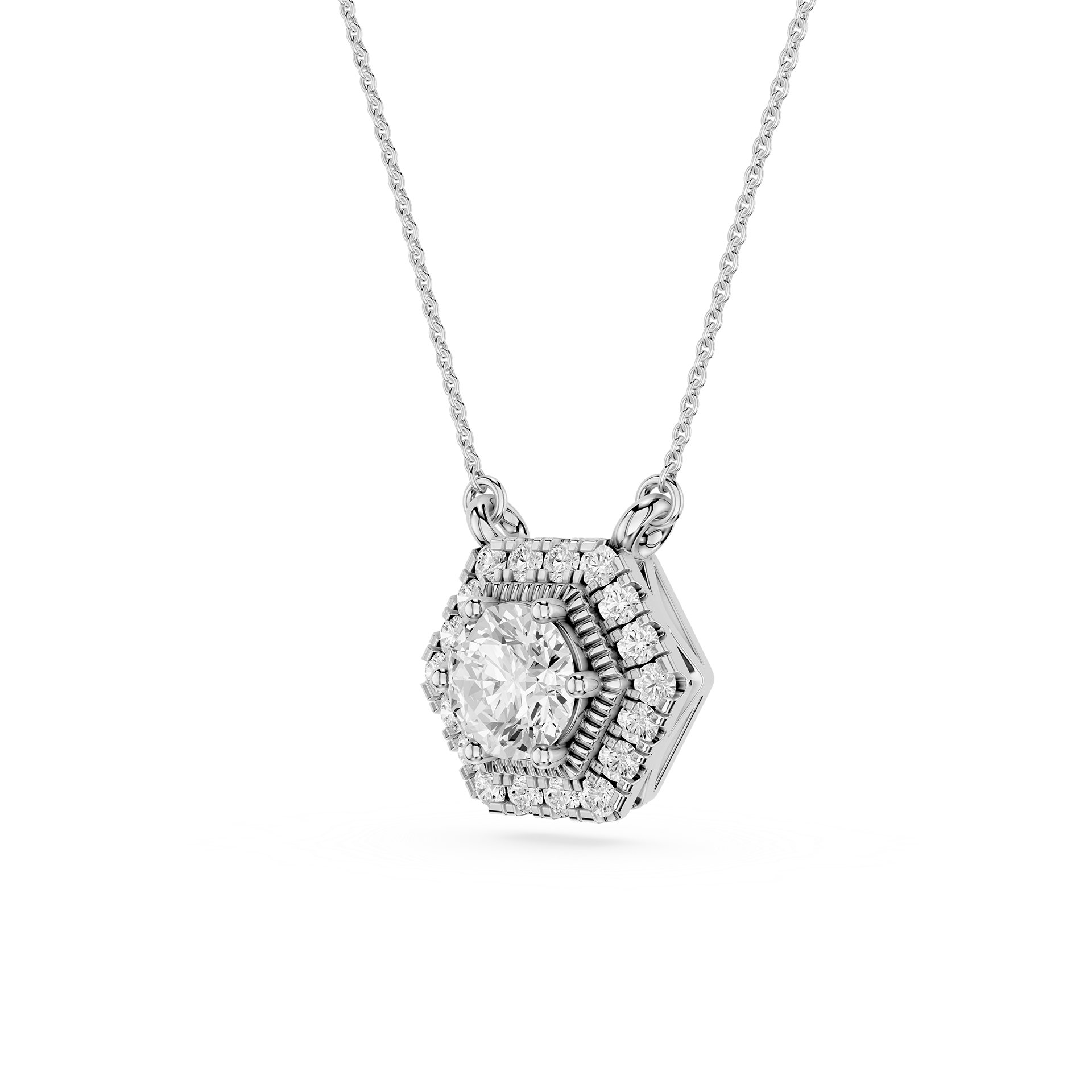 Hexagon Halo Lab Grown Diamond Pendant