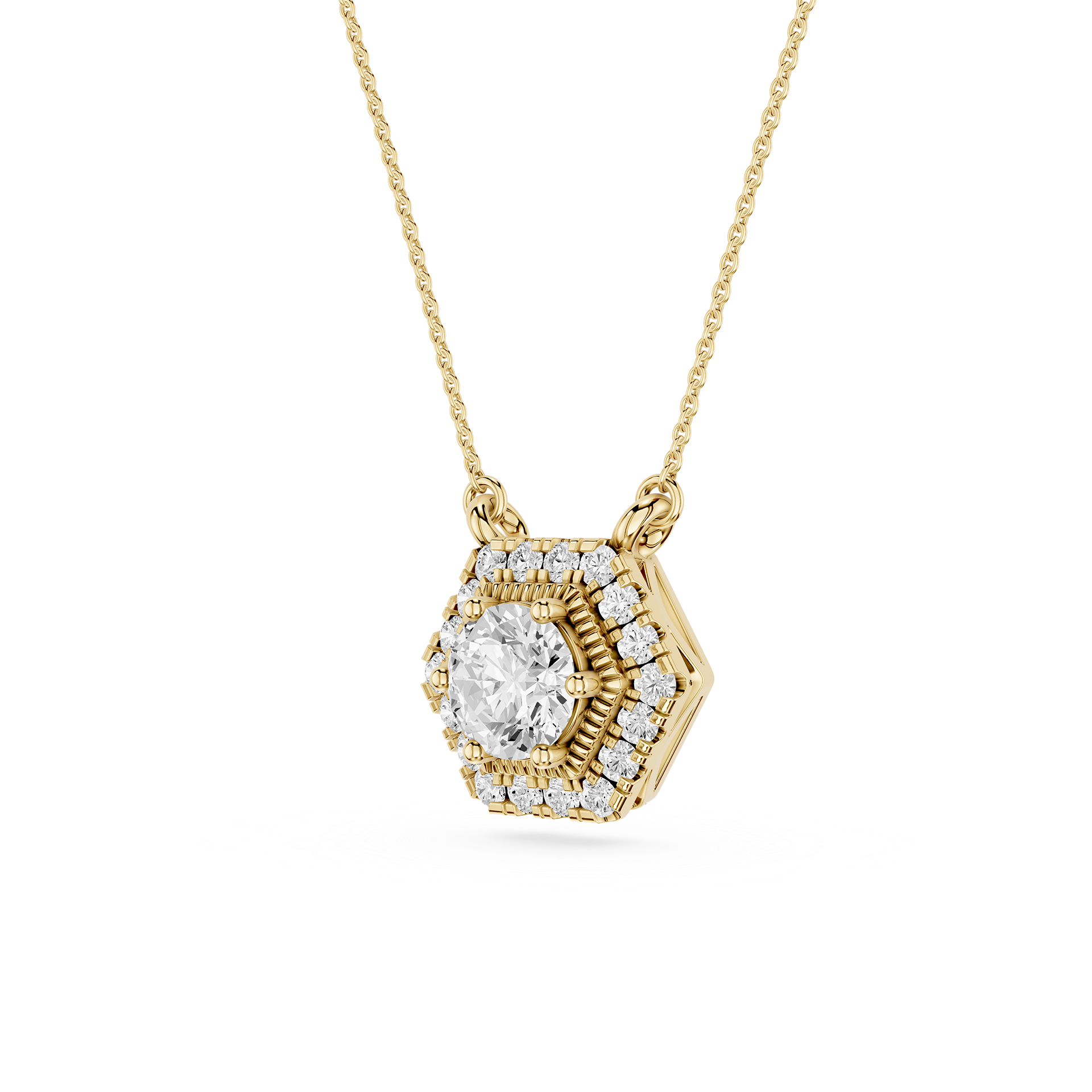 Hexagon Halo Lab Grown Diamond Pendant