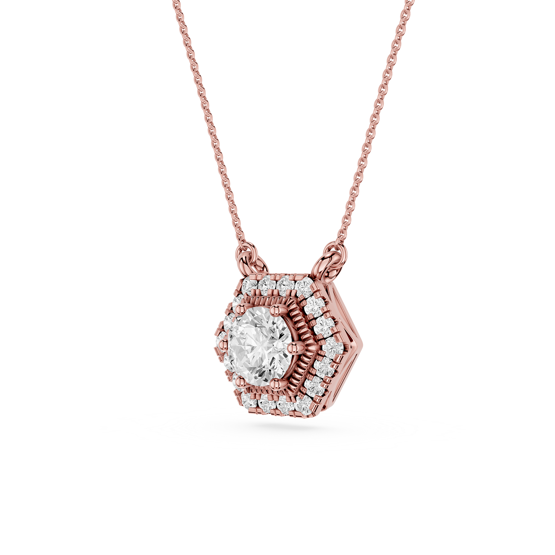 Hexagon Halo Lab Grown Diamond Pendant