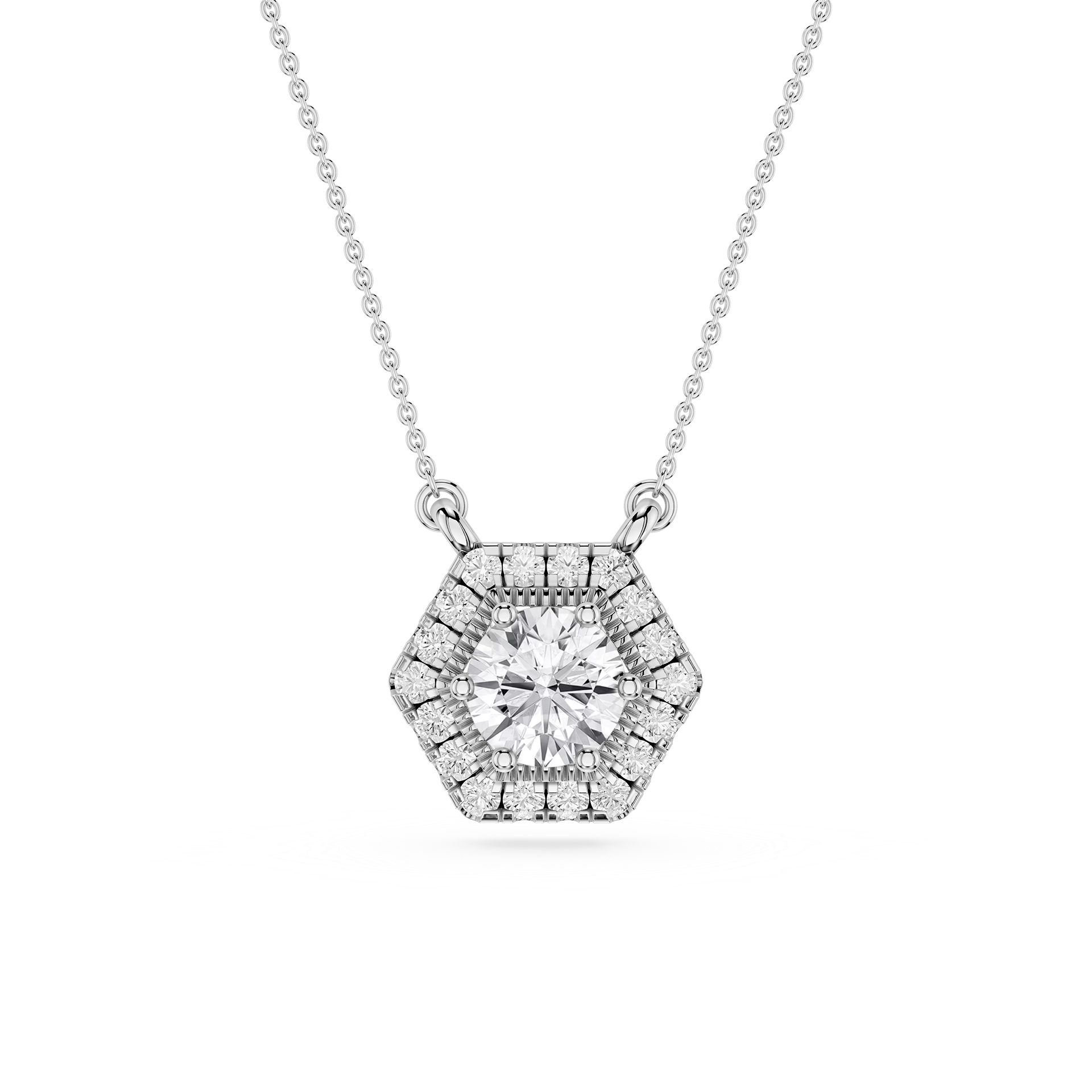 Hexagon Halo Lab Grown Diamond Pendant