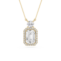 Diamond necklace with a gold chain on a white background