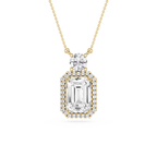 Diamond necklace with a gold chain on a white background
