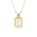 Emerald Cut Lab Grown Diamond Halo Drop Pendant Necklace