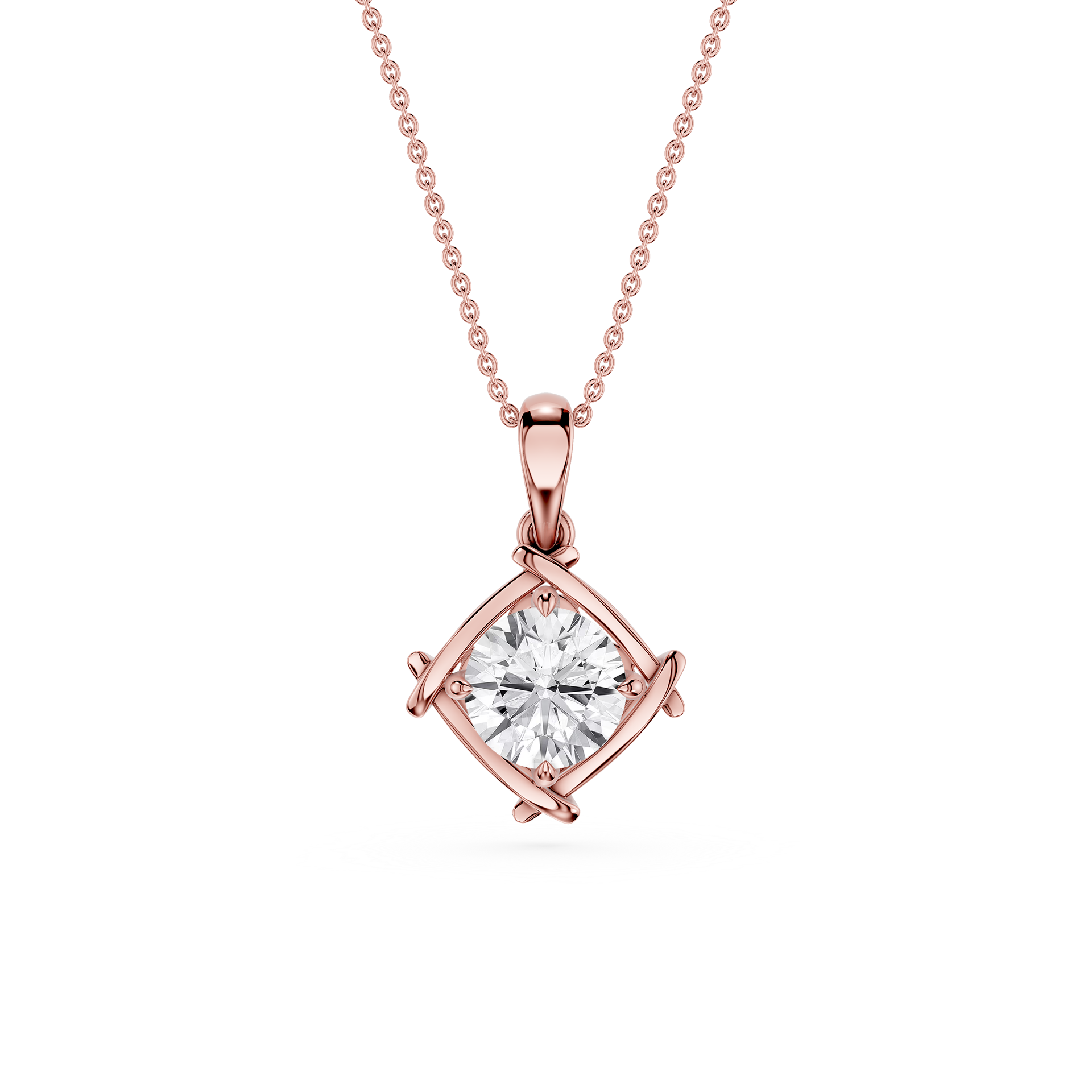 Cushion Cut Lab Grown Diamond Compass Pendant Necklace