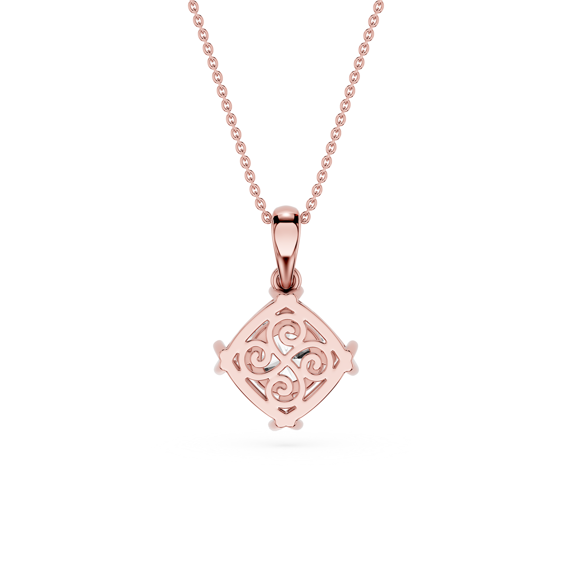 Cushion Cut Lab Grown Diamond Compass Pendant Necklace