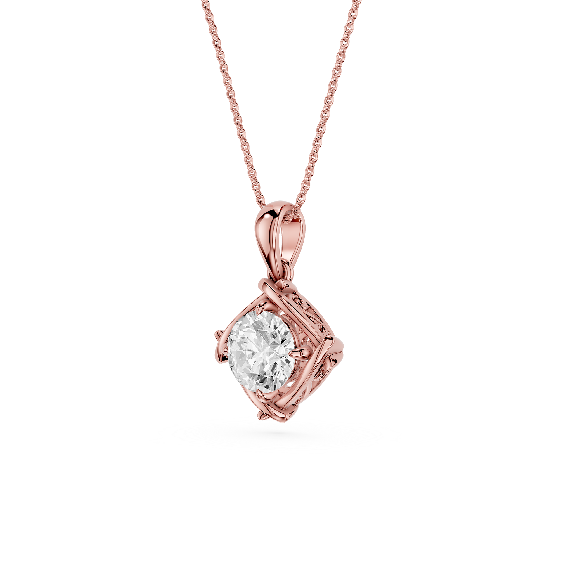 Cushion Cut Lab Grown Diamond Compass Pendant Necklace