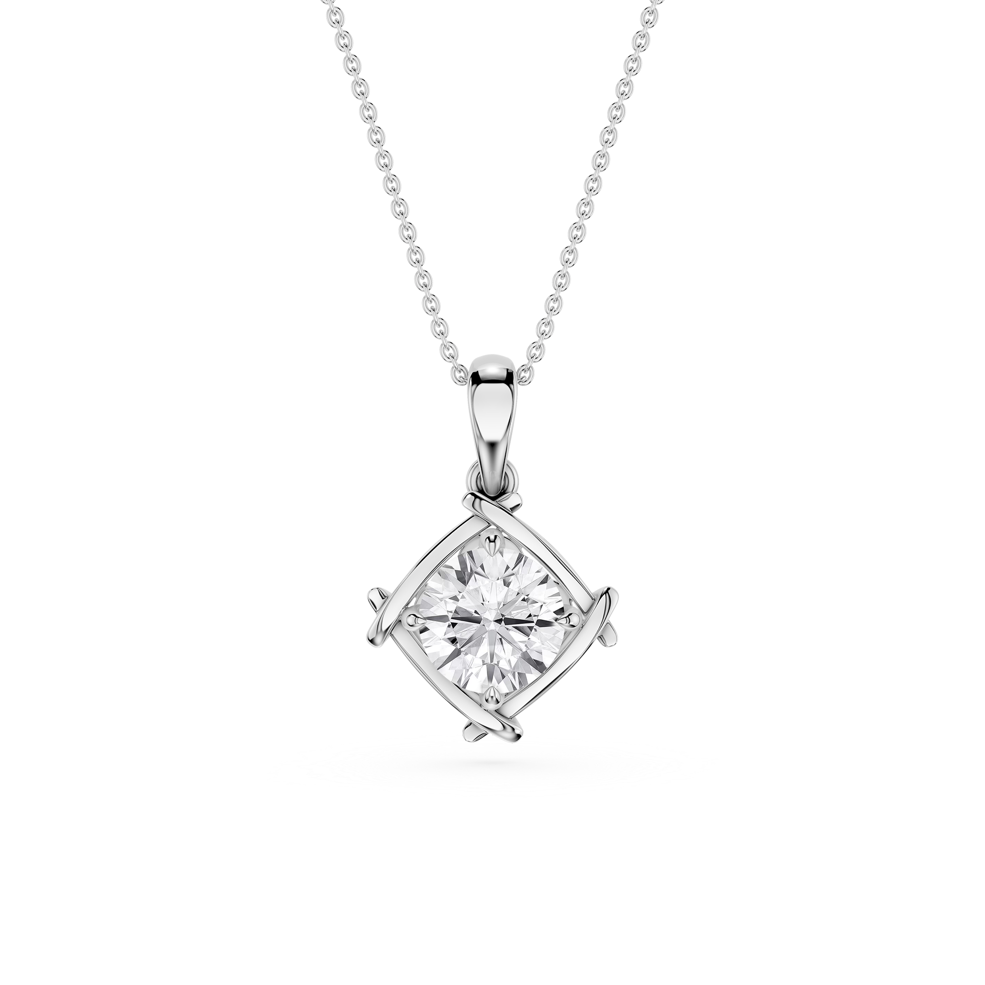 Cushion Cut Lab Grown Diamond Compass Pendant Necklace
