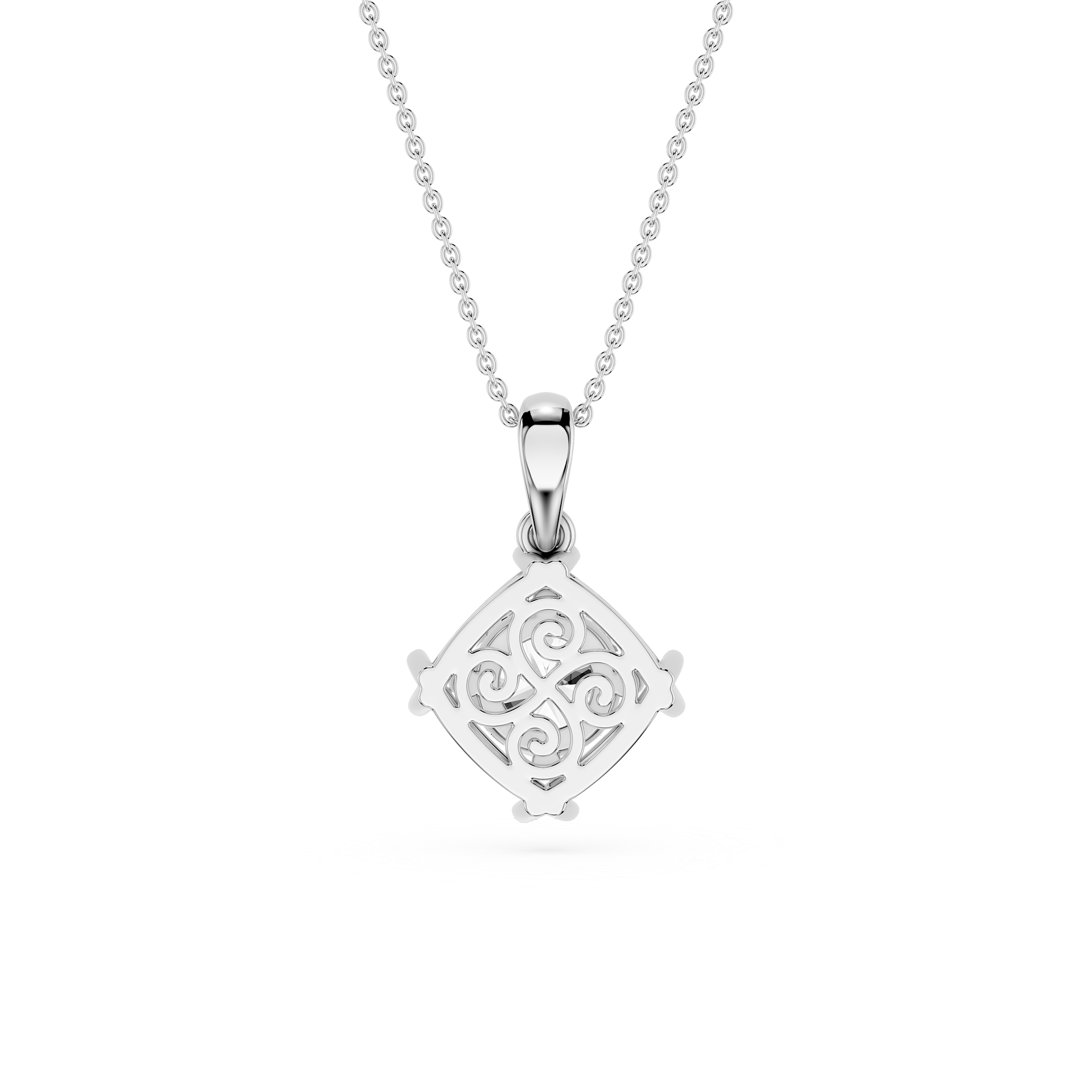 Cushion Cut Lab Grown Diamond Compass Pendant Necklace