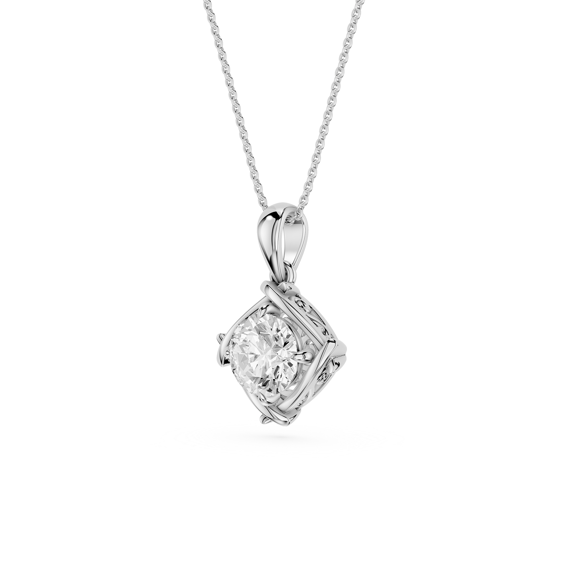 Cushion Cut Lab Grown Diamond Compass Pendant Necklace