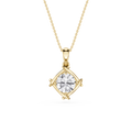Gold pendant with a diamond on a white background