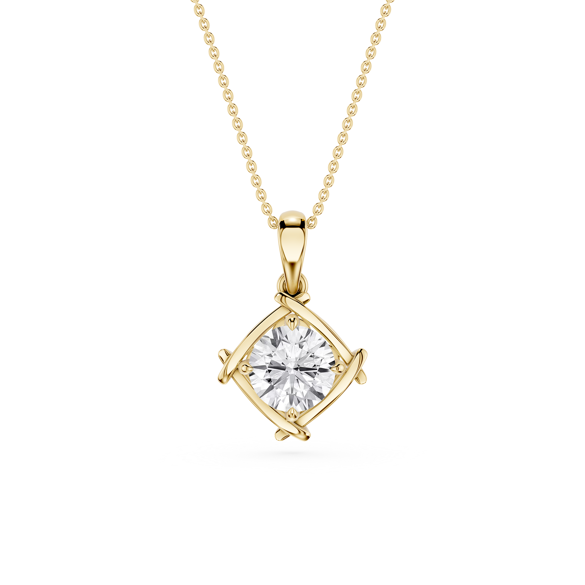 Cushion Cut Lab Grown Diamond Compass Pendant Necklace