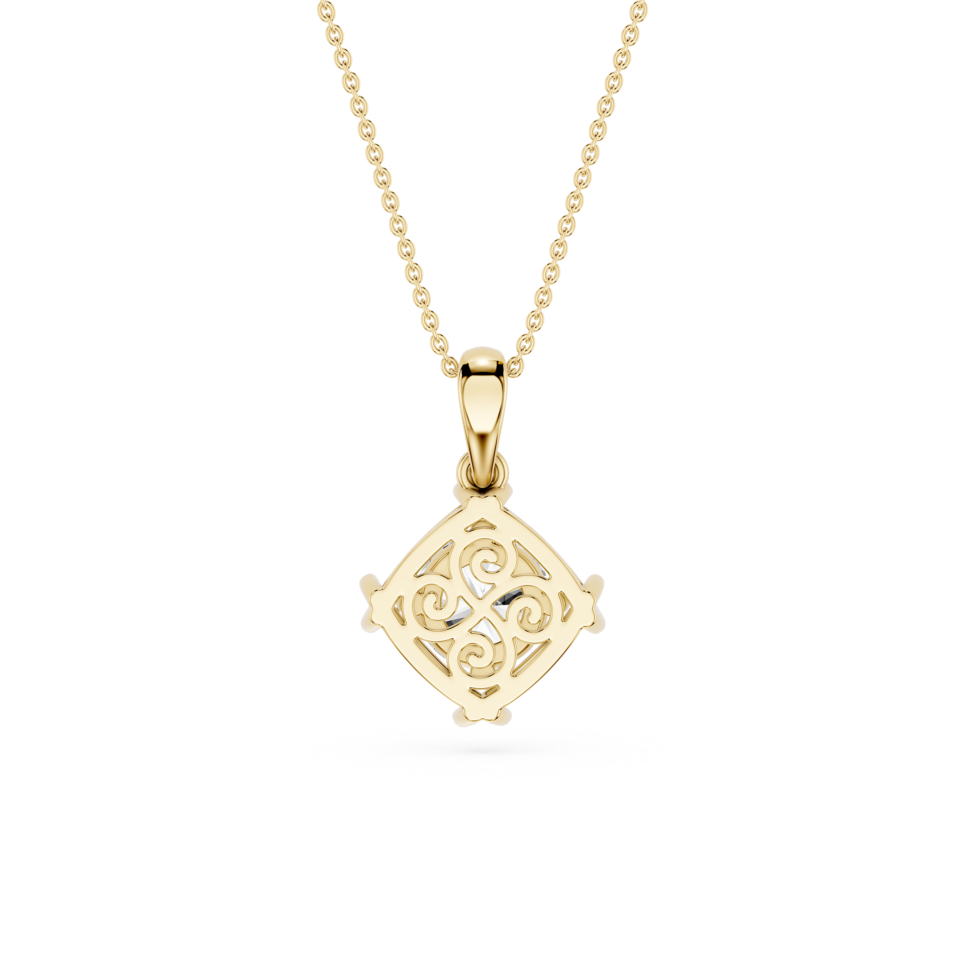 Cushion Cut Lab Grown Diamond Compass Pendant Necklace