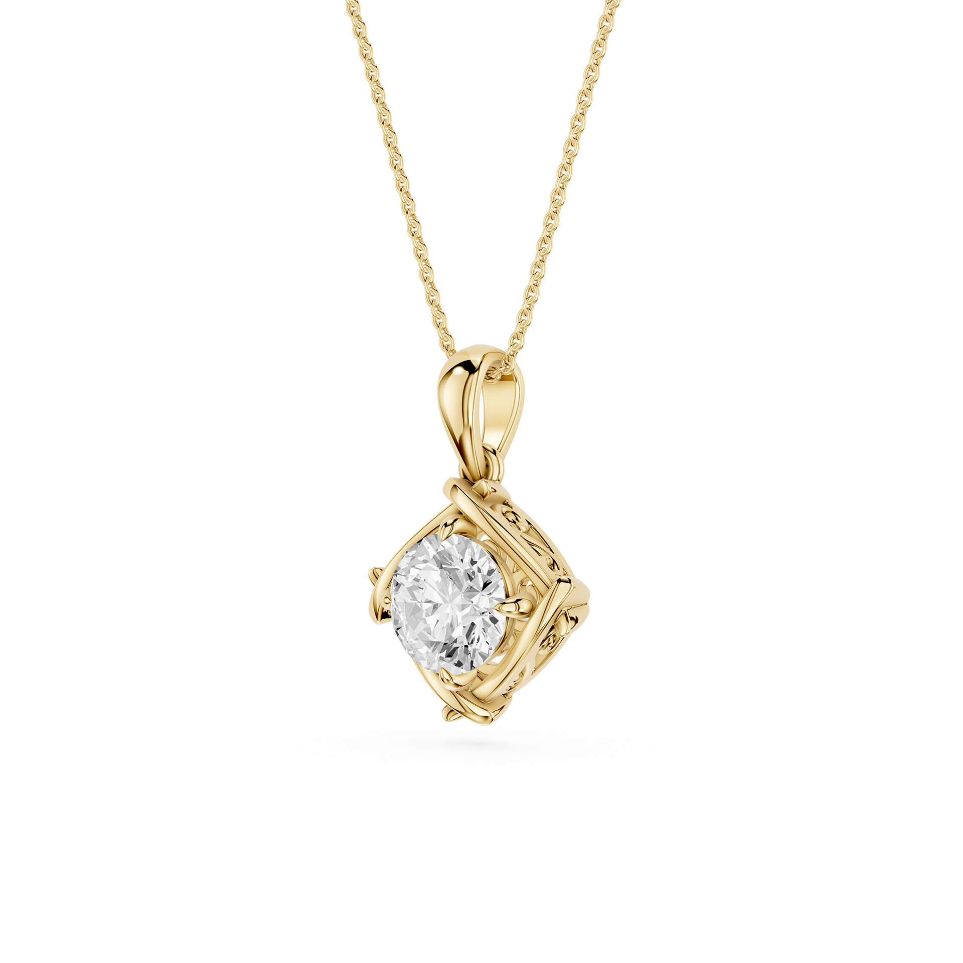 Cushion Cut Lab Grown Diamond Compass Pendant Necklace