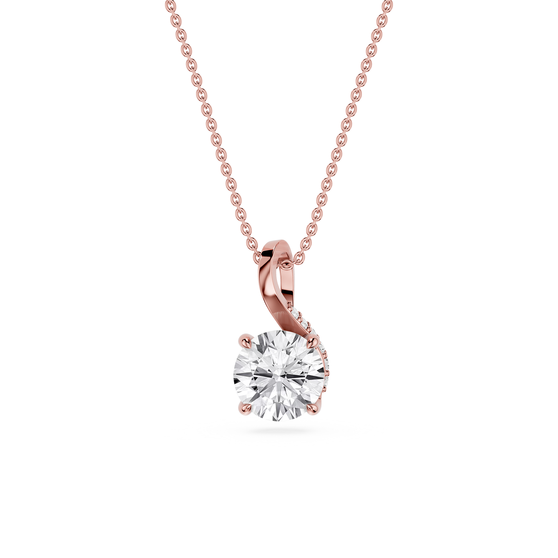 Round Lab Grown Diamond Twisted Bail Pendant Necklace
