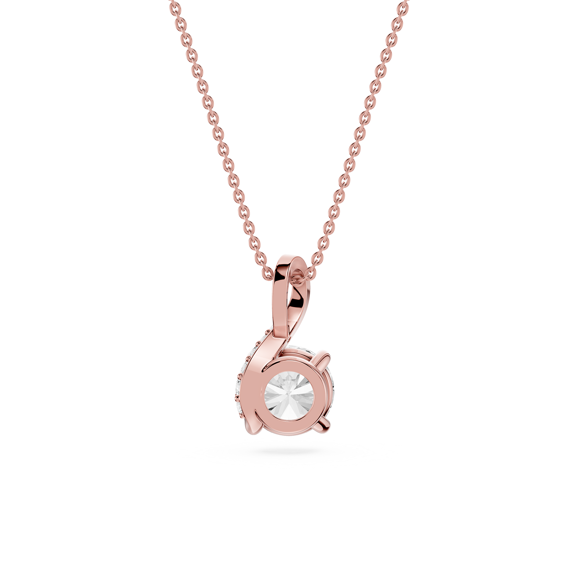 Round Lab Grown Diamond Twisted Bail Pendant Necklace