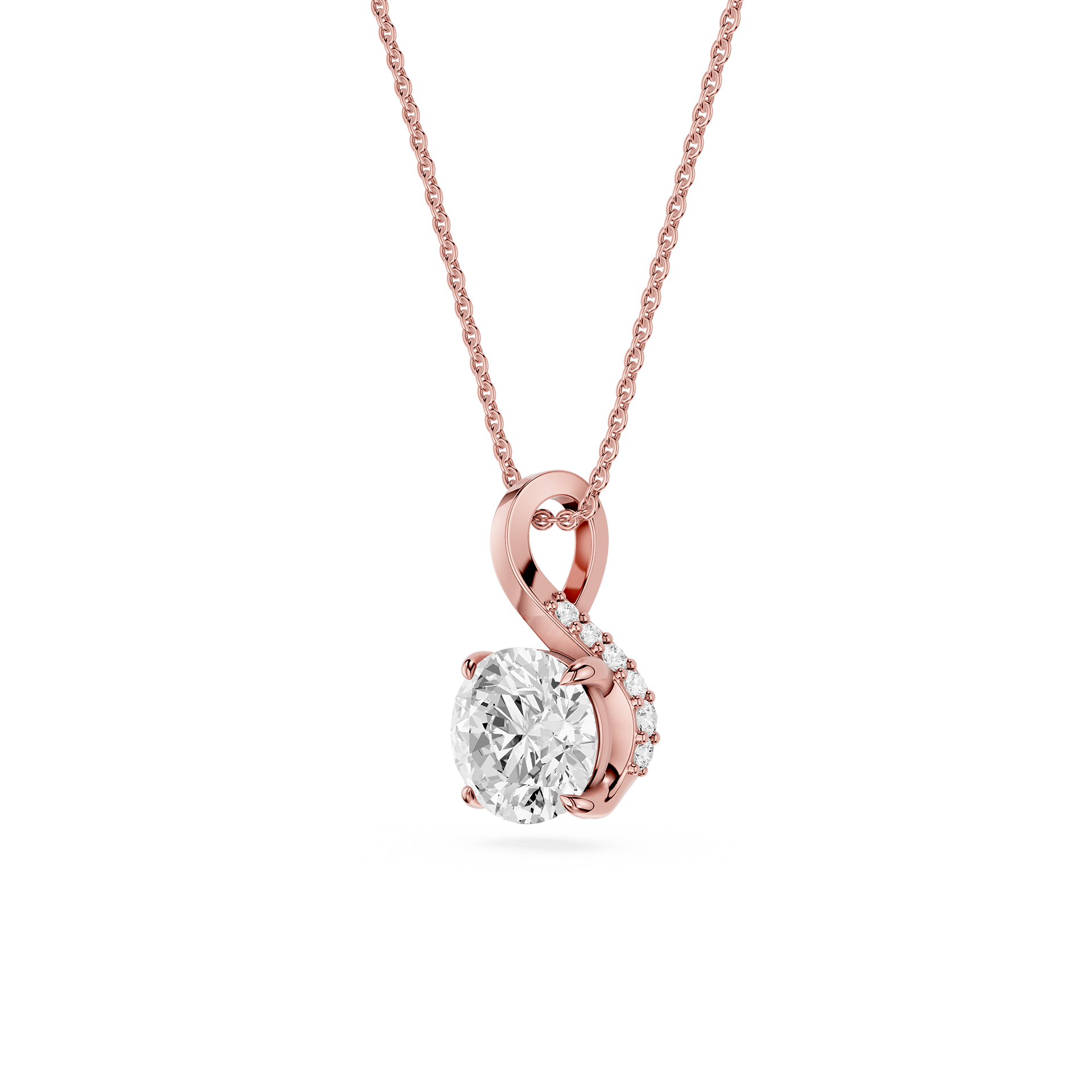 Round Lab Grown Diamond Twisted Bail Pendant Necklace