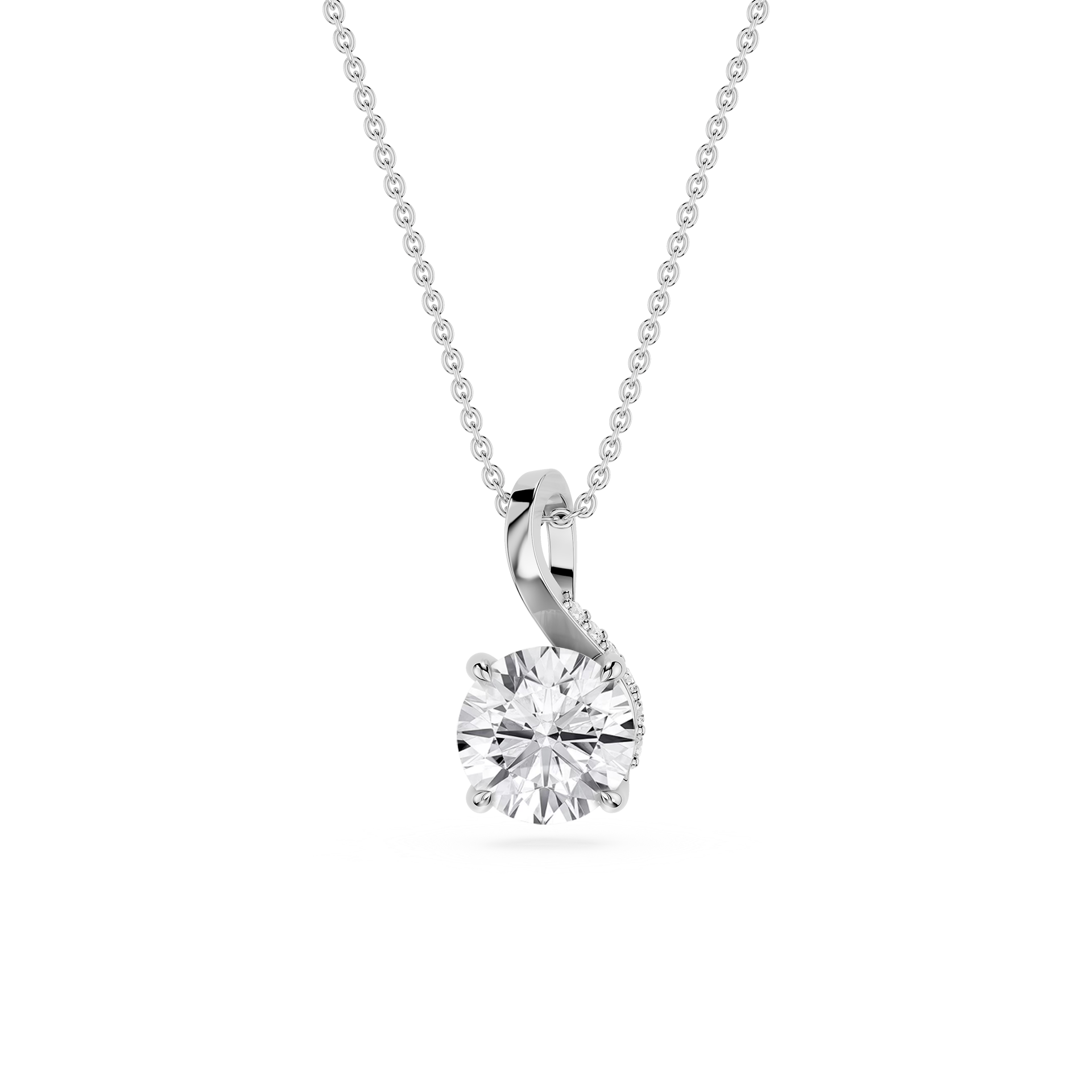 Round Lab Grown Diamond Twisted Bail Pendant Necklace