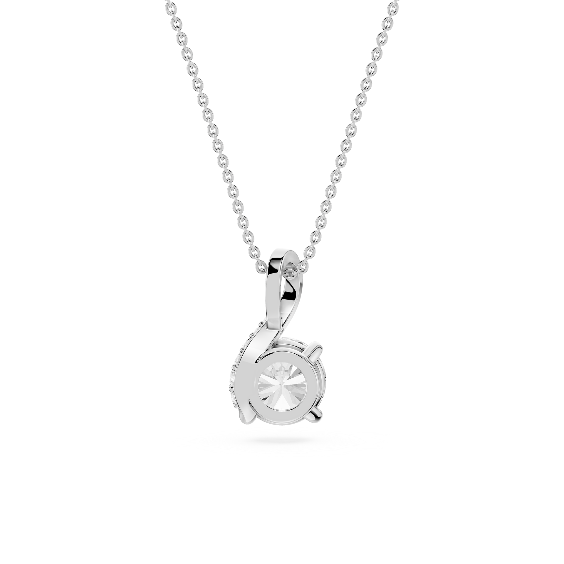 Round Lab Grown Diamond Twisted Bail Pendant Necklace