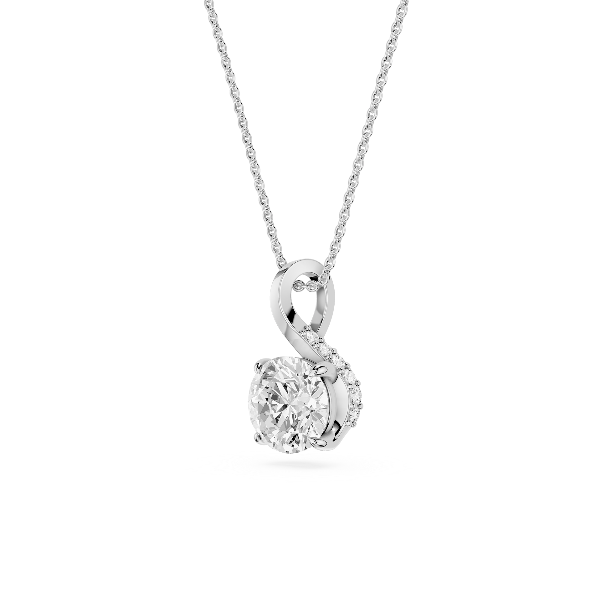 Round Lab Grown Diamond Twisted Bail Pendant Necklace