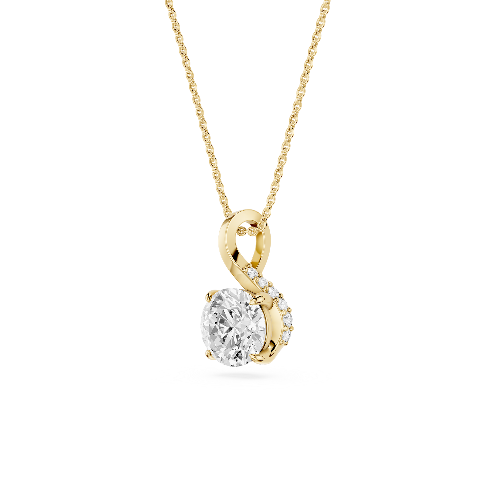 Round Lab Grown Diamond Twisted Bail Pendant Necklace