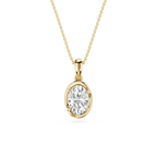 Gold necklace with a diamond pendant on a white background