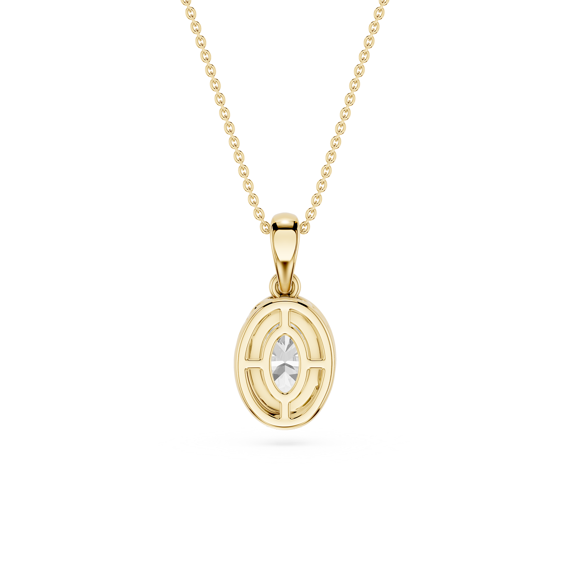 Oval Cut Lab Grown Diamond Bezel Pendant Necklace