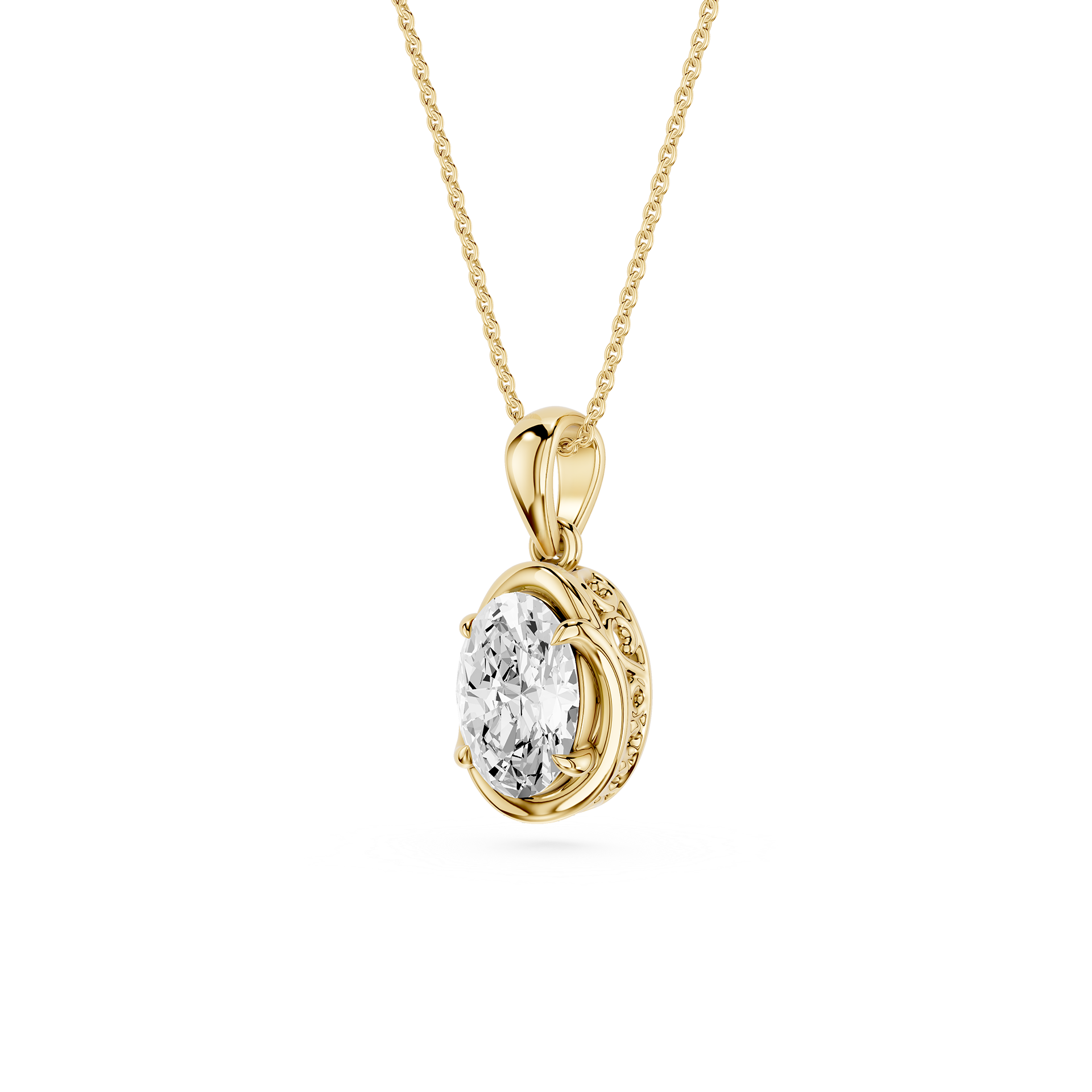 Oval Lab Grown Diamond Solitaire Pendant Necklace