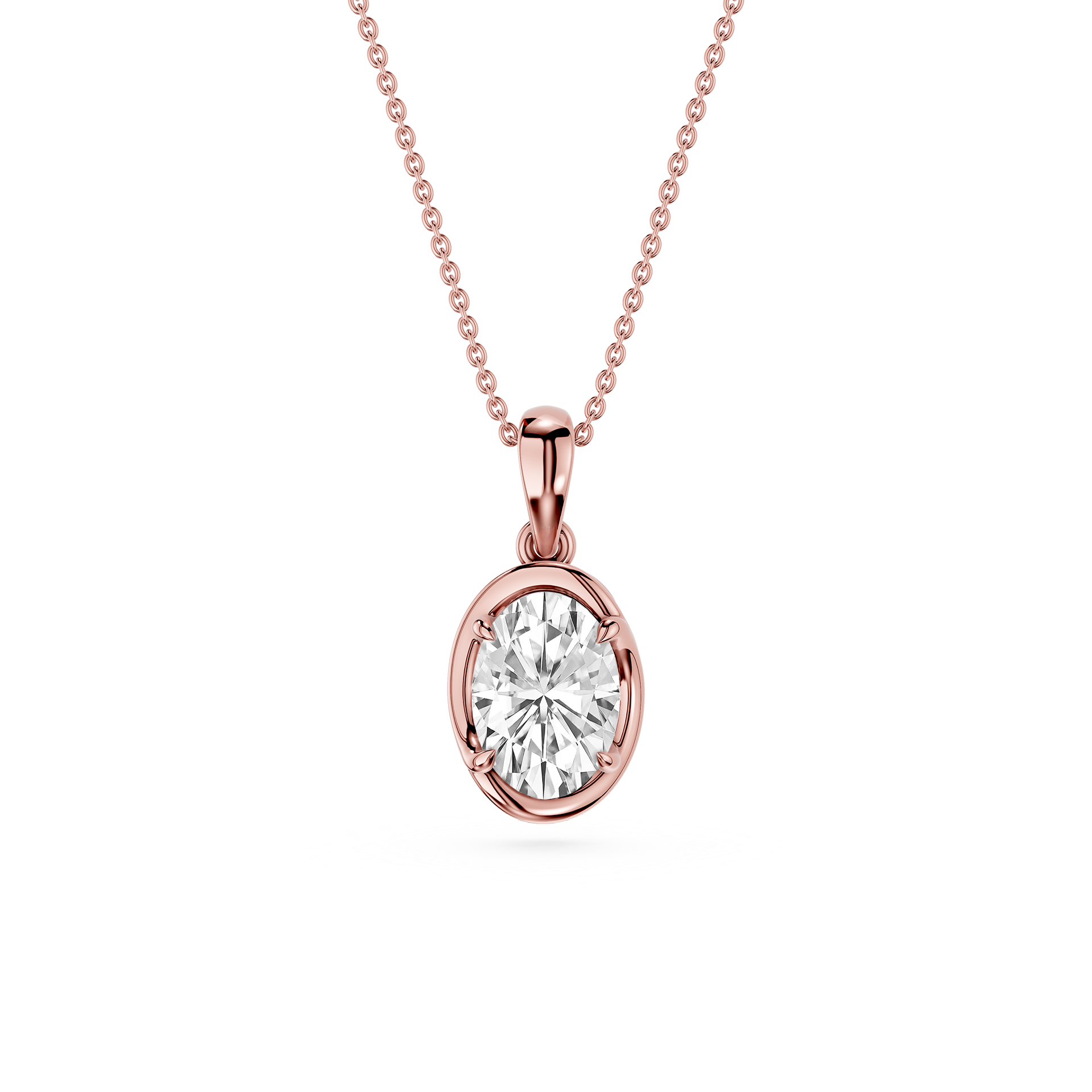 Oval Lab Grown Diamond Solitaire Pendant Necklace