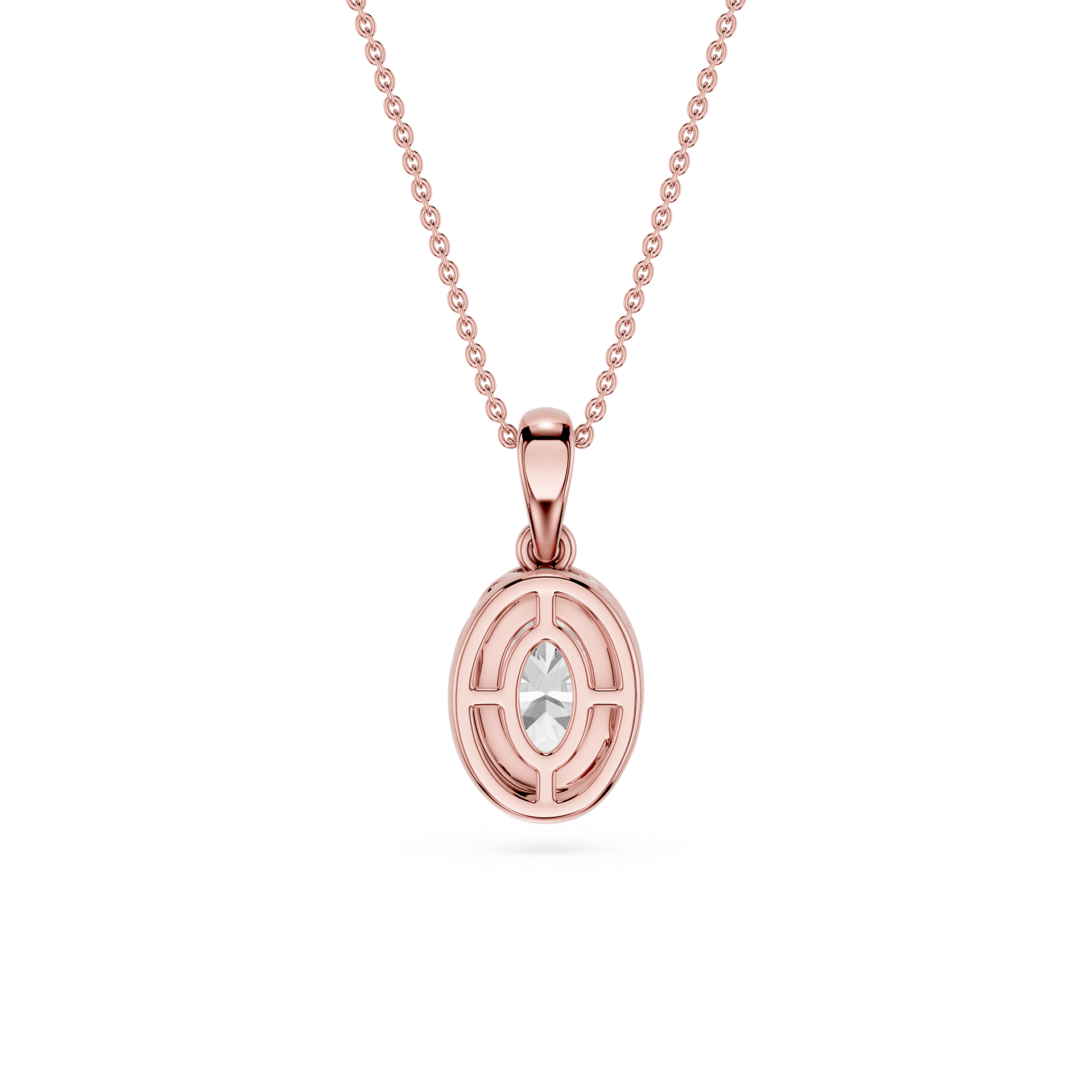 Oval Cut Lab Grown Diamond Bezel Pendant Necklace