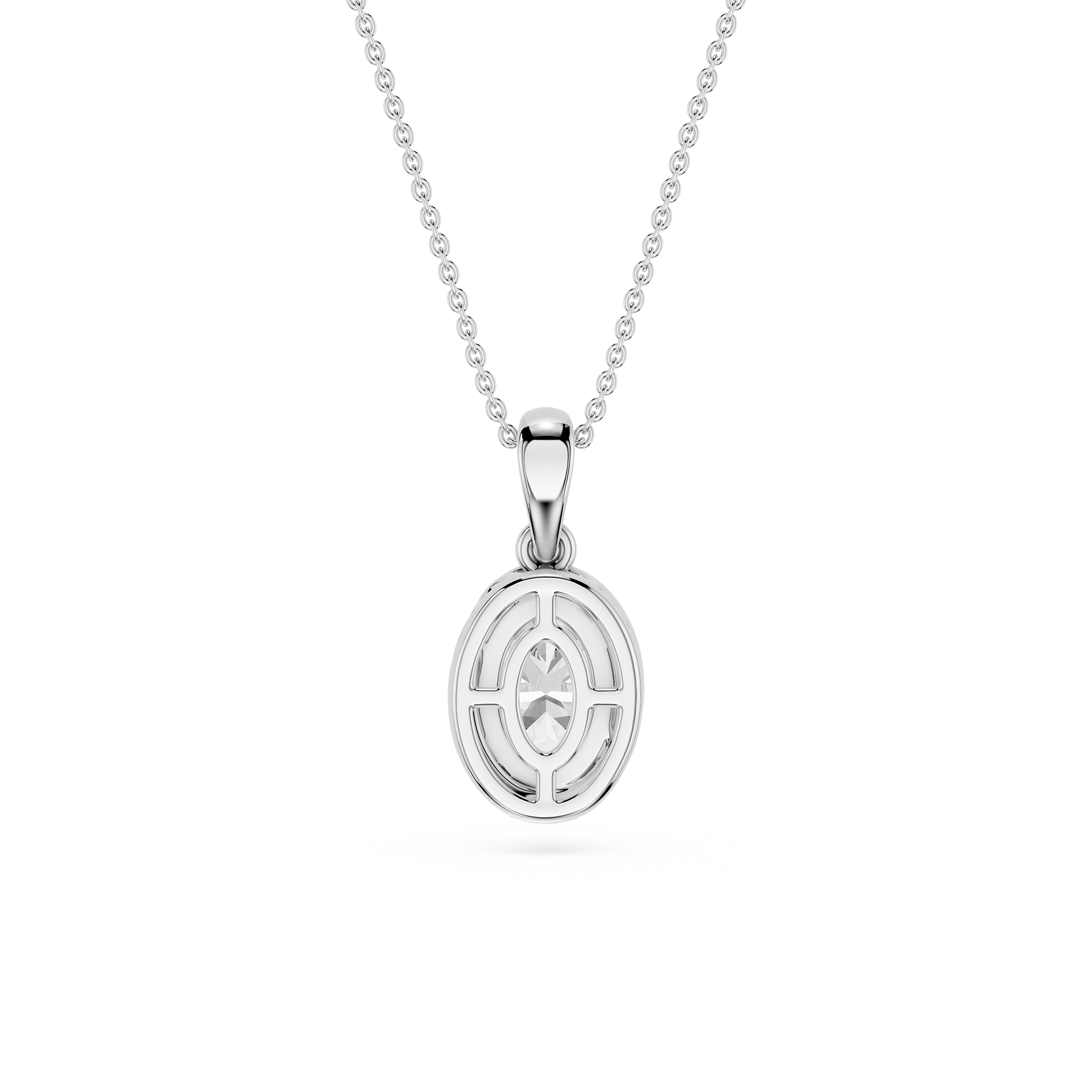 Oval Cut Lab Grown Diamond Bezel Pendant Necklace