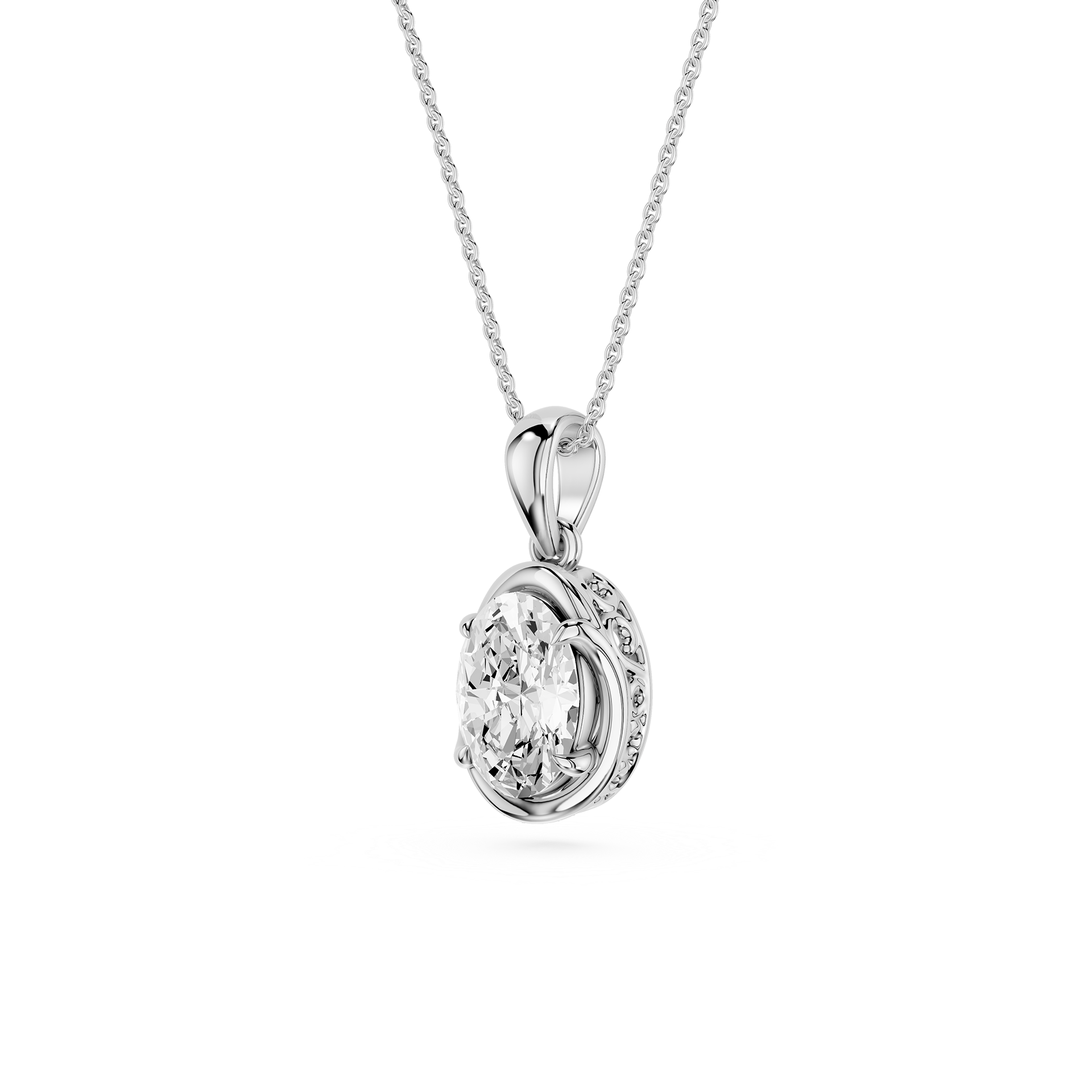 Oval Lab Grown Diamond Solitaire Pendant Necklace