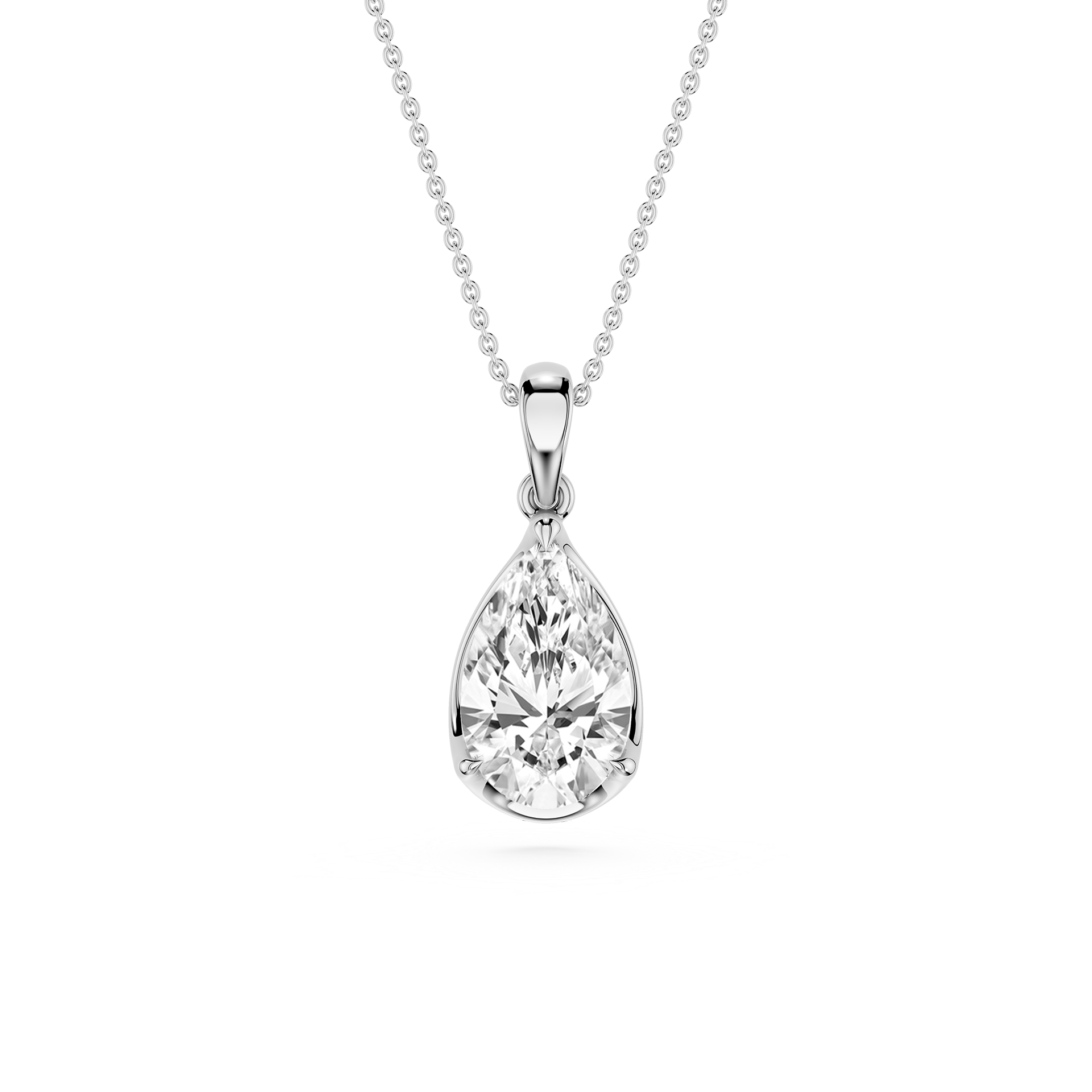 Pear Cut Lab Grown Diamond Bezel Pendant Necklace