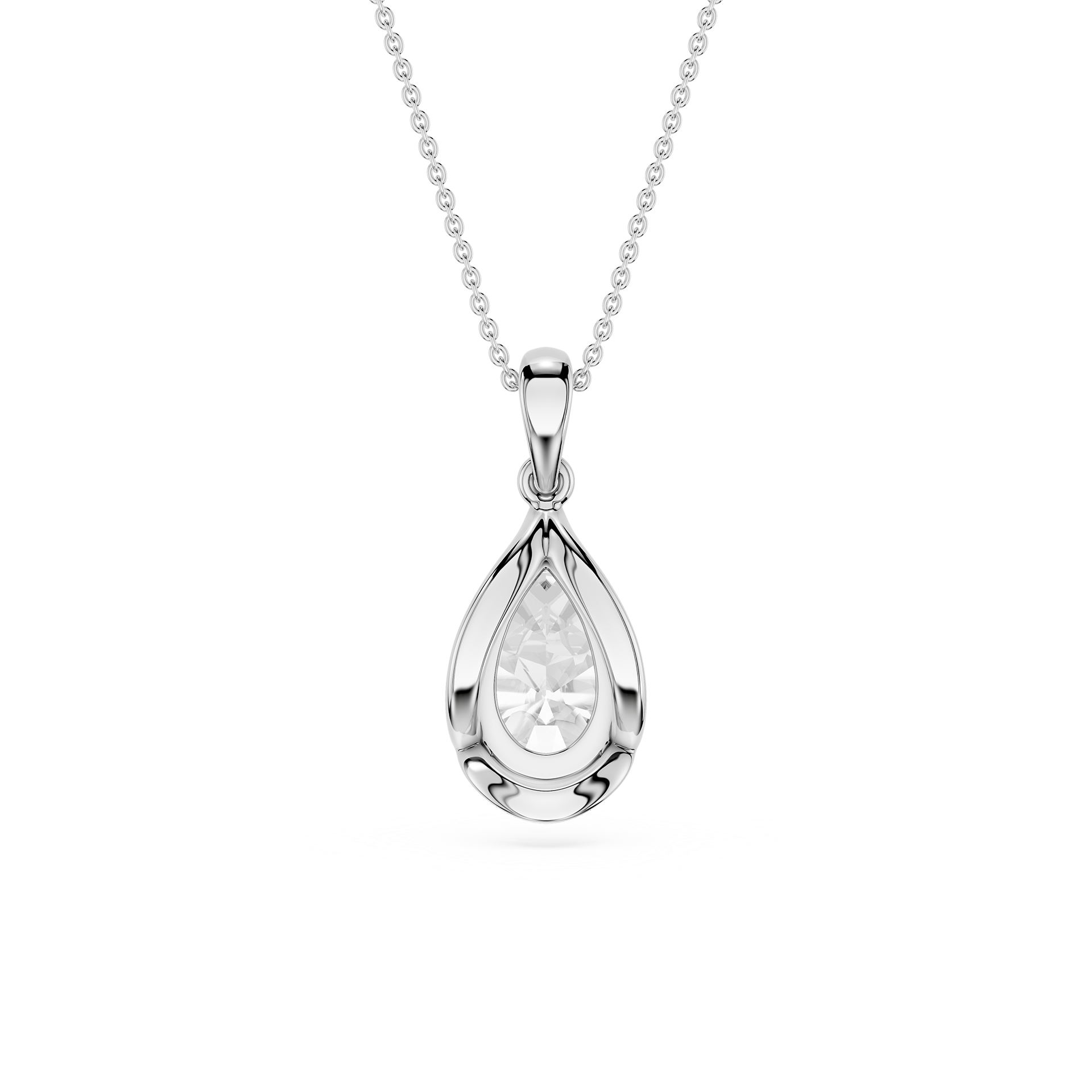 Pear Cut Lab Grown Diamond Bezel Pendant Necklace