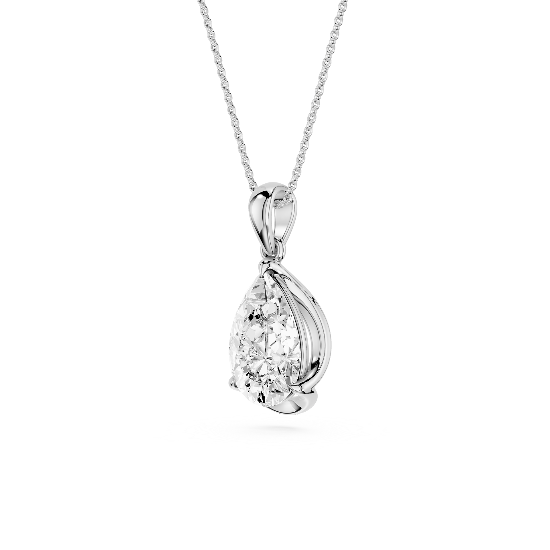 Pear Cut Lab Grown Diamond Bezel Pendant Necklace