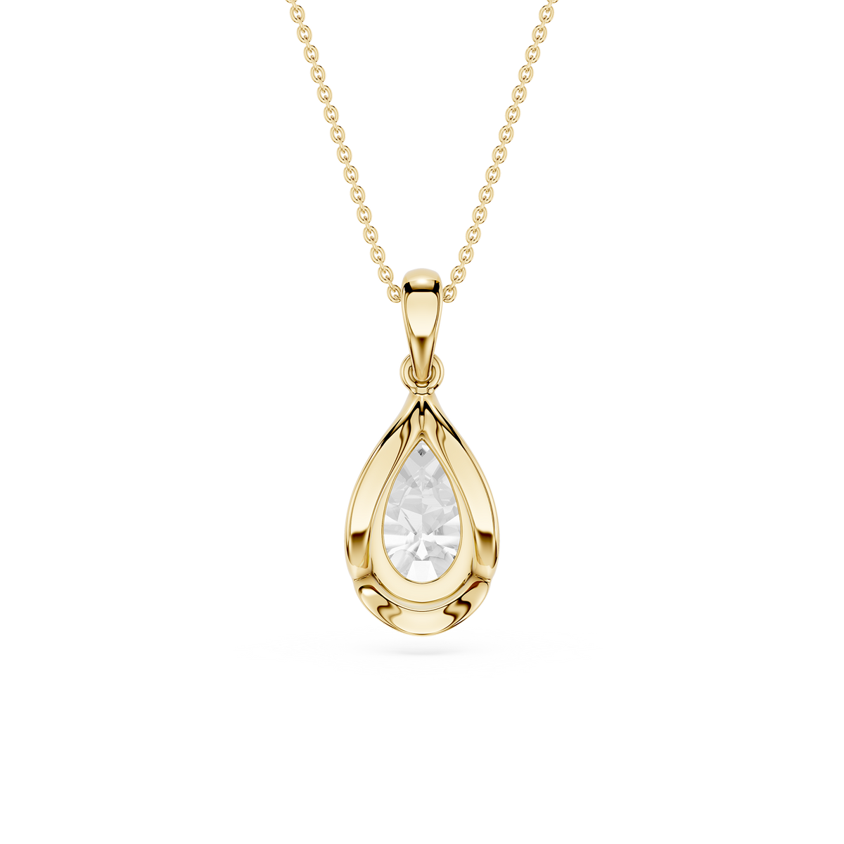 Pear Cut Lab Grown Diamond Bezel Pendant Necklace
