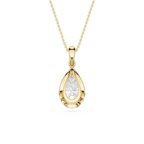 Pear Cut Lab Grown Diamond Bezel Pendant Necklace