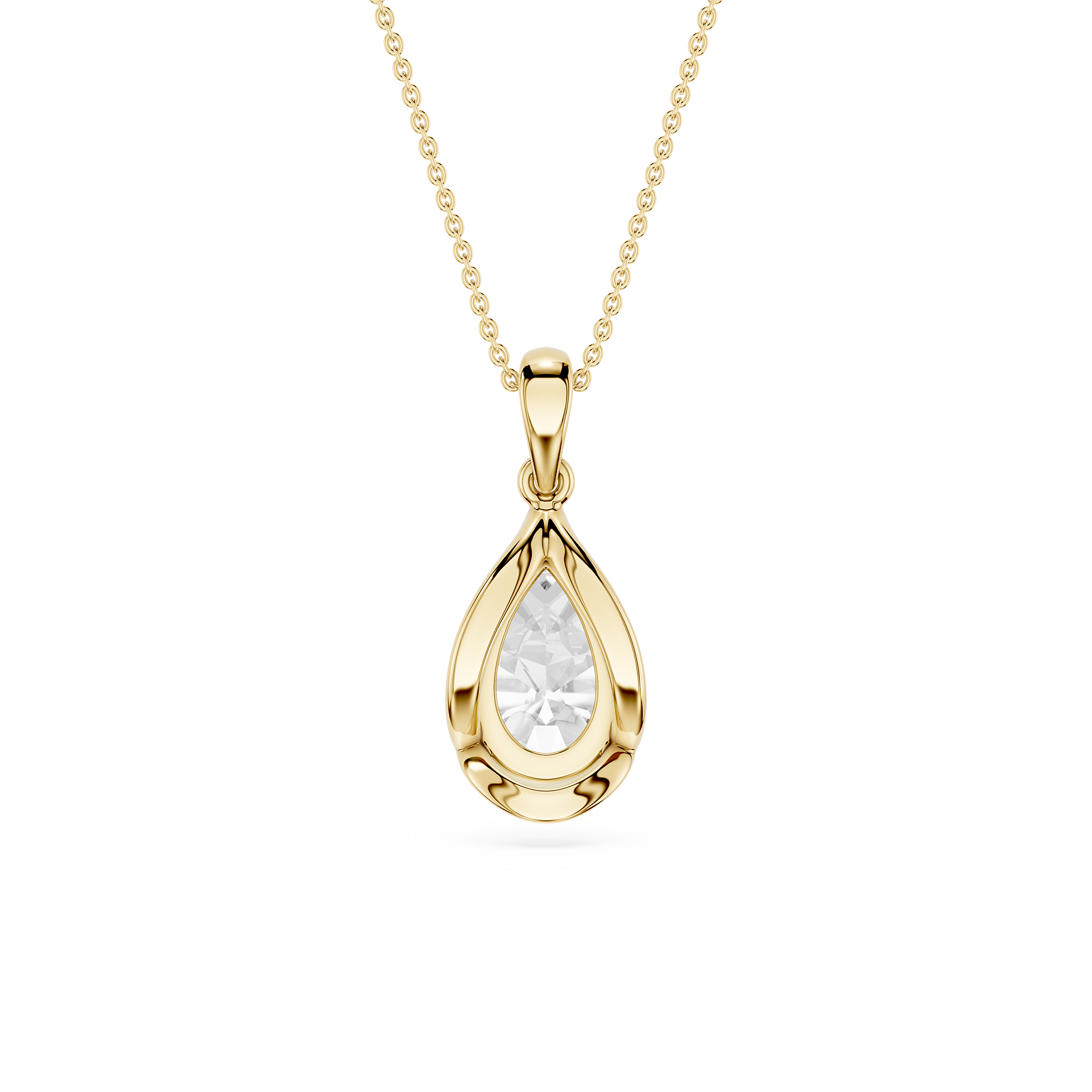 Pear Cut Lab Grown Diamond Bezel Pendant Necklace