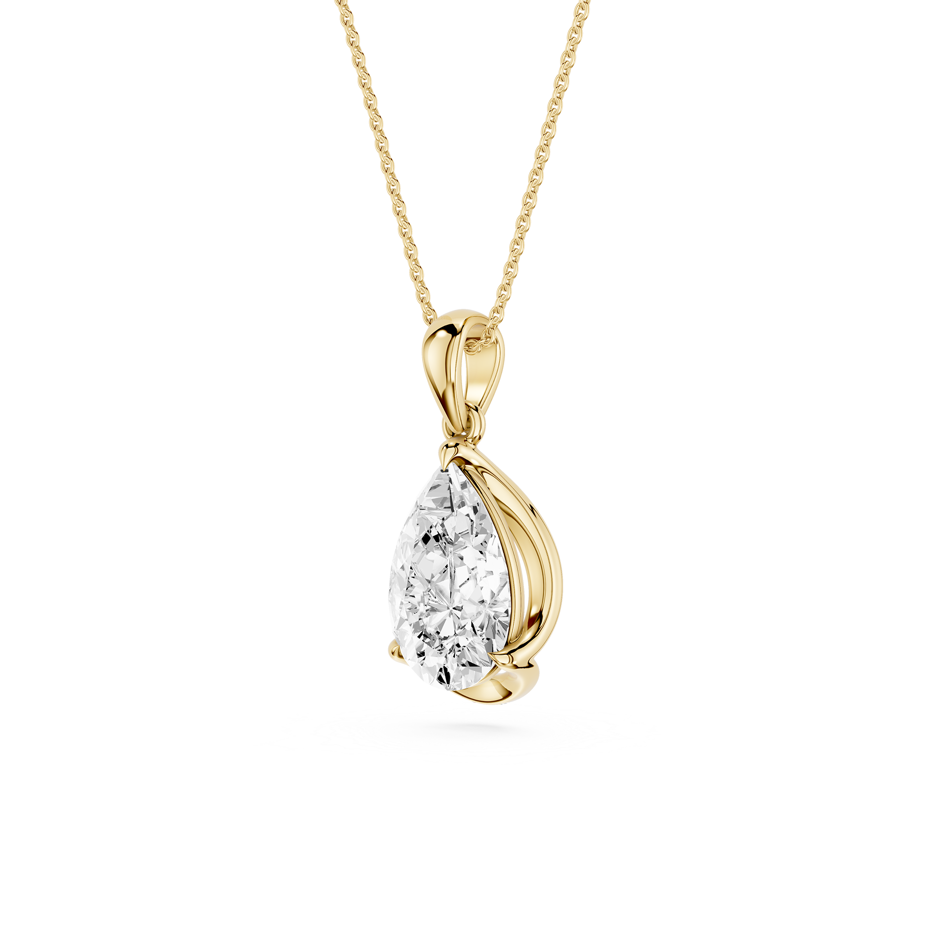 Pear Cut Lab Grown Diamond Bezel Pendant Necklace