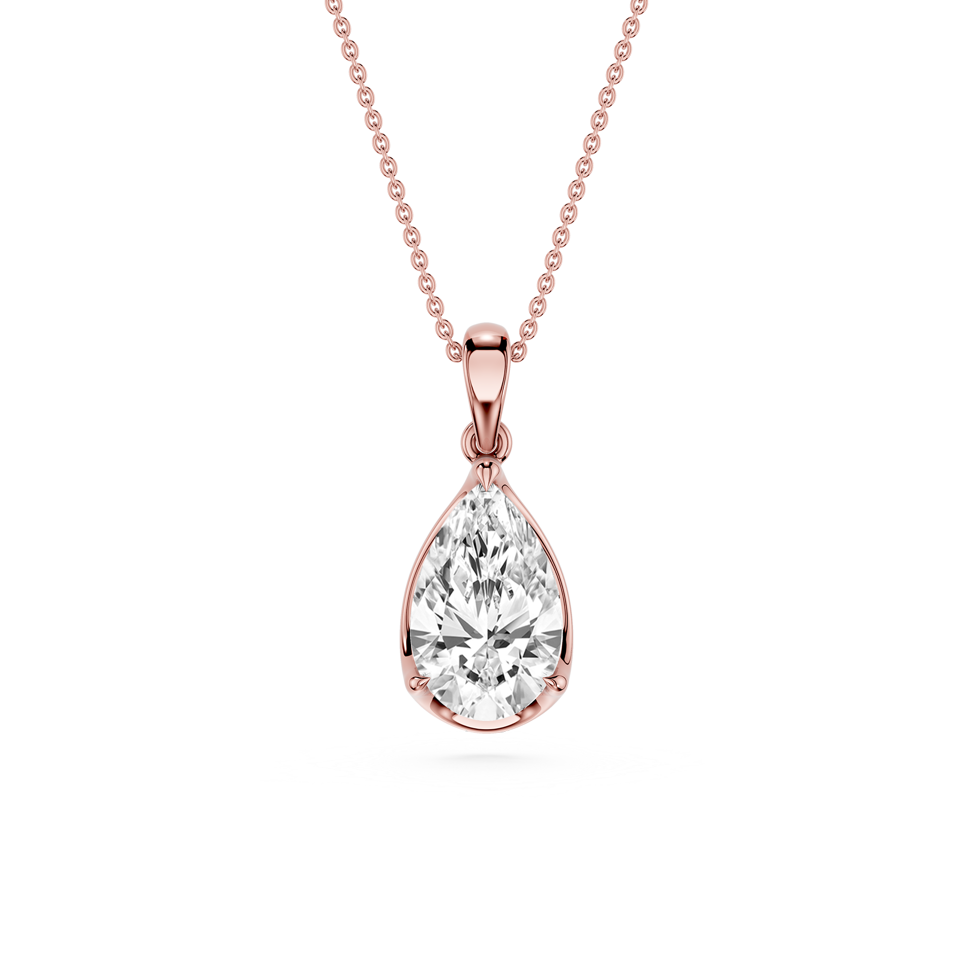 Pear Cut Lab Grown Diamond Bezel Pendant Necklace