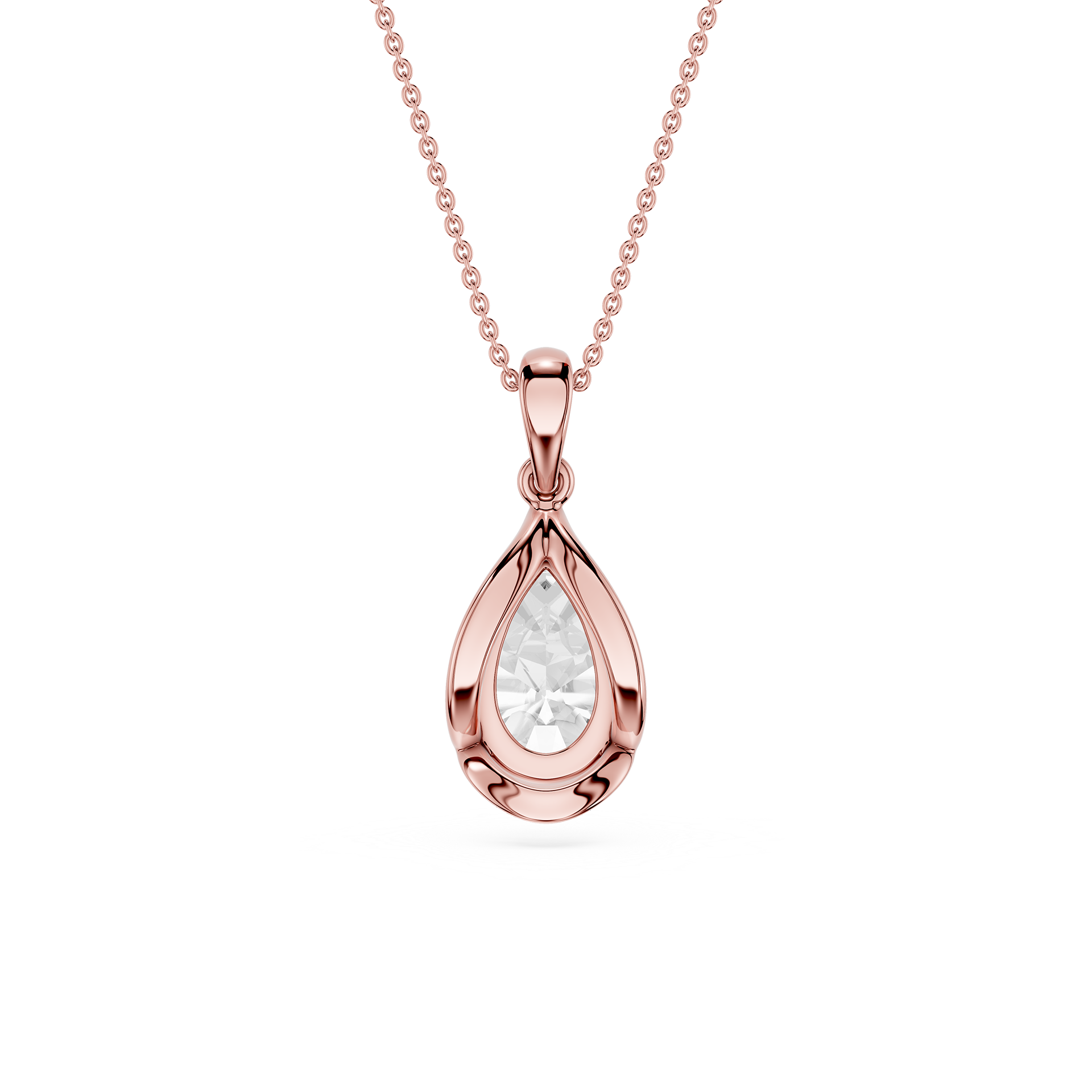 Pear Cut Lab Grown Diamond Bezel Pendant Necklace