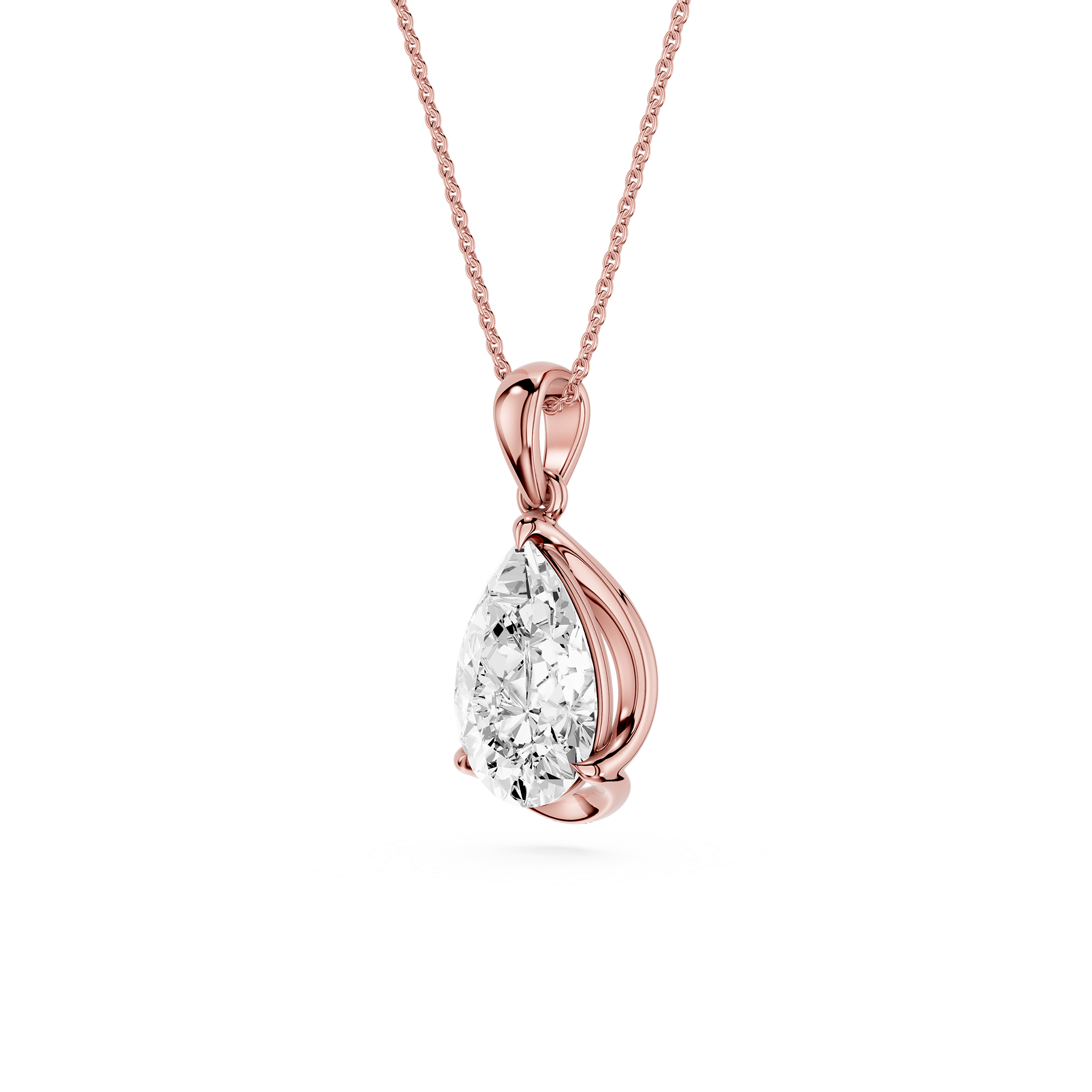 Pear Cut Lab Grown Diamond Bezel Pendant Necklace