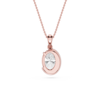 Oval Cut Lab Grown Diamond Half Bezel Pendant Necklace