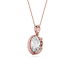 Oval Cut Lab Grown Diamond Half Bezel Pendant Necklace