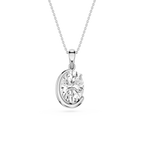 Oval Cut Lab Grown Diamond Half Bezel Pendant Necklace