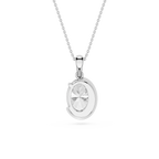 Oval Cut Lab Grown Diamond Half Bezel Pendant Necklace