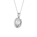 Oval Cut Lab Grown Diamond Half Bezel Pendant Necklace