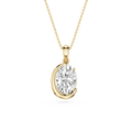 Rose gold necklace with a diamond pendant on a white background