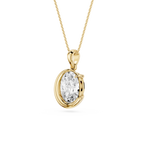 Oval Cut Lab Grown Diamond Half Bezel Pendant Necklace