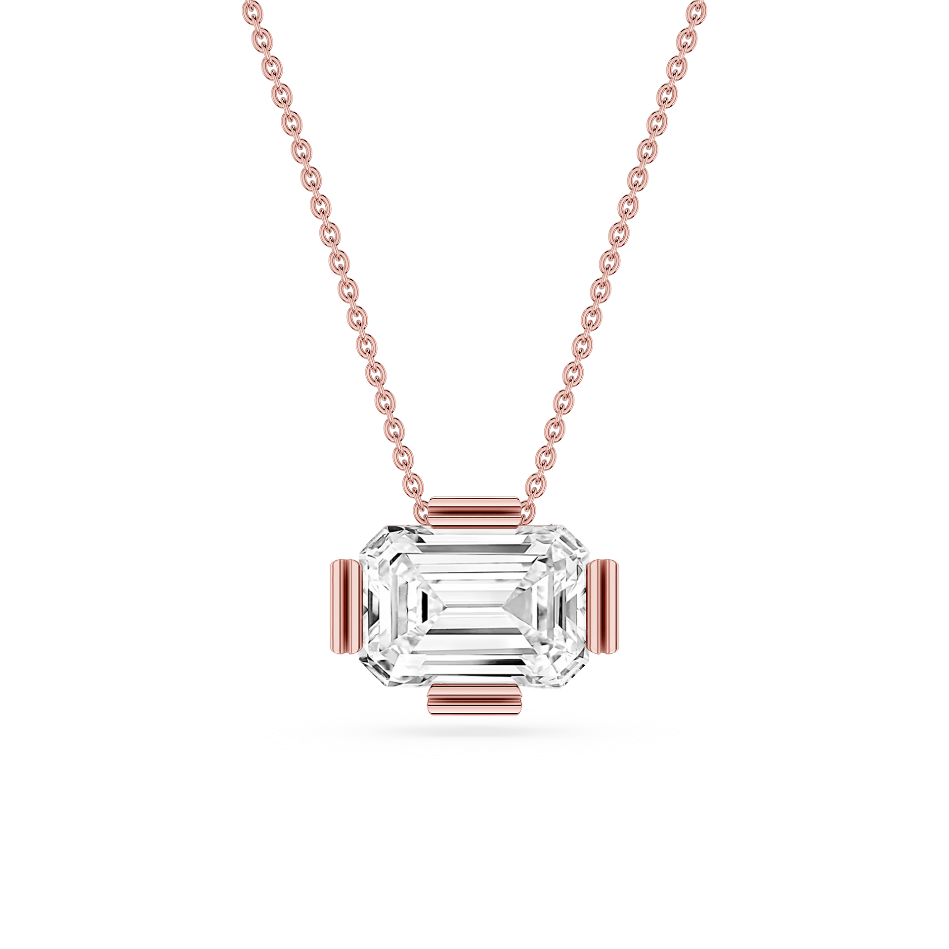 Emerald Cut Lab Grown Diamond East And West Pendant